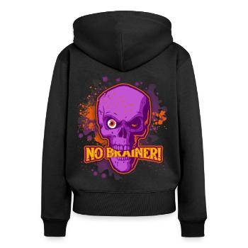 Crâne Dessin Animé, Crâne, Zombies Disant - Sweat à capuche zippé Premium bio Femme - noir - Dos - Julia (174cm)