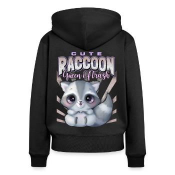 Kawaii Raccoon, Funny Raccoon-Racoon Saying - Women's Premium Organic Zip Hoodie - black - Back - Julia (174cm)