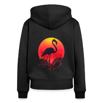 Tropical Sunset with Flamingo - Women's Premium Organic Zip Hoodie - black - Back - Julia (174cm)
