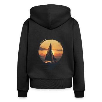Voilier Au Coucher Du Soleil Aventure - Sweat à capuche zippé Premium bio Femme - noir - Dos - Julia (174cm)