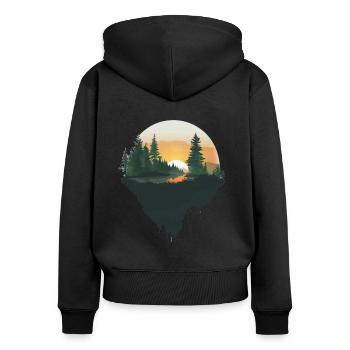 Sunset, Nature, Idyll, Flying Island - Women's Premium Organic Zip Hoodie - black - Back - Julia (174cm)