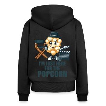 Seulement ici pour l’image du pop-corn - Sweat à capuche zippé Premium bio Femme - noir - Dos - Julia (174cm)