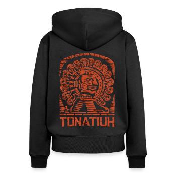 Aztec God Ancient Mythology Tonatiuh - Women's Premium Organic Zip Hoodie - black - Back - Julia (174cm)