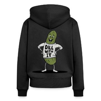 Dill Mit Es Lustiges Pickle Pun - Frauen Premium Bio Zip Hoodie - Schwarz - Hinten - Julia (174cm)