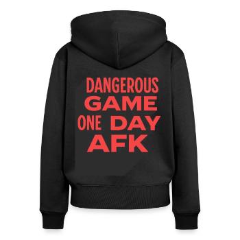 Un jour AFK Gamer - Sweat à capuche zippé Premium bio Femme - noir - Dos - Julia (174cm)