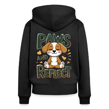 Paws And Reflect Hund Yoga Meditation - Frauen Premium Bio Zip Hoodie - Schwarz - Hinten - Julia (174cm)