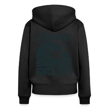 Legendary since 1974 Birthday Wave - Women's Premium Organic Zip Hoodie - black - Back - Julia (174cm)