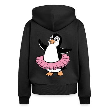 Pingouin joyeux dans le style d’un ballet - Sweat à capuche zippé Premium bio Femme - noir - Dos - Julia (174cm)