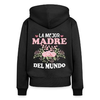 Die beste Mutter der Welt - Frauen Premium Bio Zip Hoodie - Schwarz - Hinten - Julia (174cm)