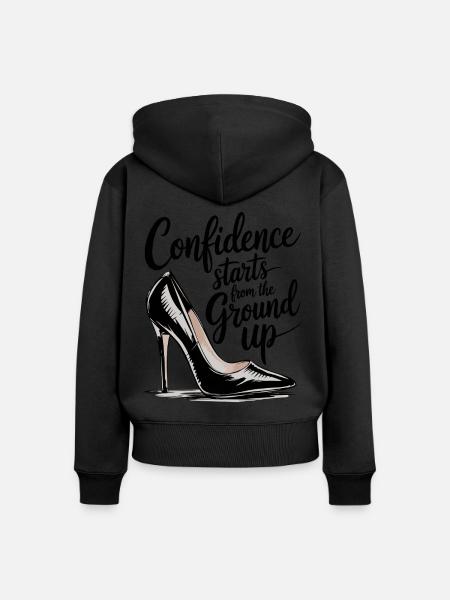 Selbstbewusstsein Beginnt Unten - Frauen Premium Bio Zip Hoodie - Schwarz