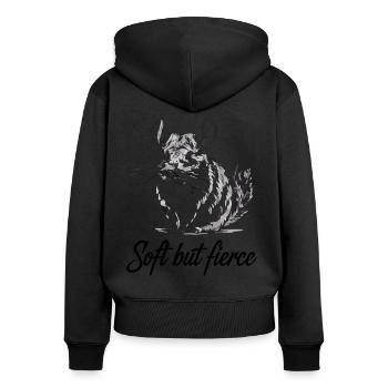 Illustration de chinchilla délicate mais sauvage - Sweat à capuche zippé Premium bio Femme - noir - Dos - Julia (174cm)