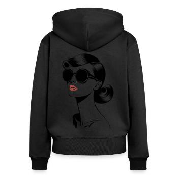Retro Stilvolle Dame Mit Sonnenbrille - Frauen Premium Bio Zip Hoodie - Schwarz - Hinten - Julia (174cm)