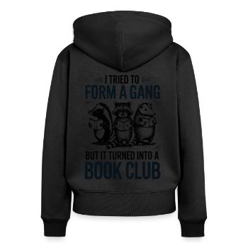 Bücherwurm Gang Lustig Buchclub Spruch - Frauen Premium Bio Zip Hoodie - Schwarz - Hinten - Julia (174cm)