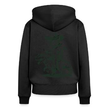 Cowboy Cat Rides Dinosaur Adventure - Women's Premium Organic Zip Hoodie - black - Back - Julia (174cm)