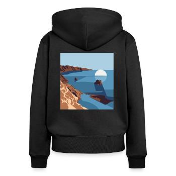 Kreta Griechenland Souvenir: Mediterranes - Frauen Premium Bio Zip Hoodie - Schwarz - Hinten - Julia (174cm)