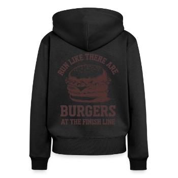 Courez comme un marathonien lorsque Burger atteint la ligne d’arrivée - Sweat à capuche zippé Premium bio Femme - noir - Dos - Julia (174cm)