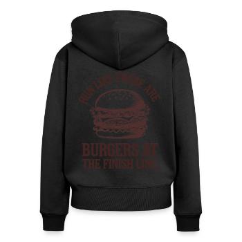 Run to the finish line like a burger race - Women's Premium Organic Zip Hoodie - black - Back - Julia (174cm)