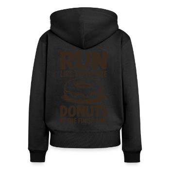 Run like a marathon runner, donuts at the finish - Women's Premium Organic Zip Hoodie - black - Back - Julia (174cm)