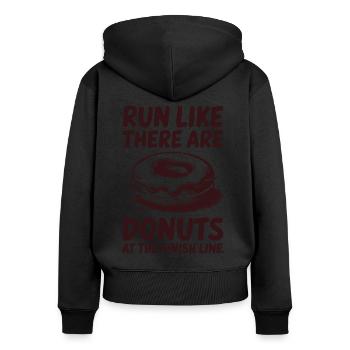 Run like a marathon runner with donuts at the finish - Women's Premium Organic Zip Hoodie - black - Back - Julia (174cm)