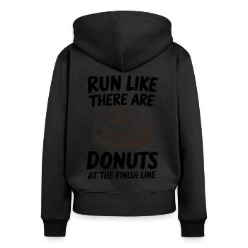 Run like donuts are at the finish line for marathon runners - Women's Premium Organic Zip Hoodie - black - Back - Julia (174cm)
