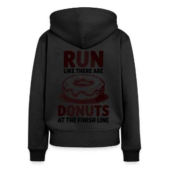Run like a marathon runner with donuts at the finish line - Women's Premium Organic Zip Hoodie - black - Back - Julia (174cm)