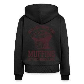 Laufe, Als Wären Muffins Am Ziel Marathonläufer - Frauen Premium Bio Zip Hoodie - Schwarz - Hinten - Julia (174cm)