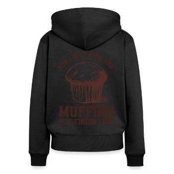 Courez comme si les muffins étaient des marathoniens à la ligne d’arrivée - Sweat à capuche zippé Premium bio Femme - noir - Dos - Julia (174cm)