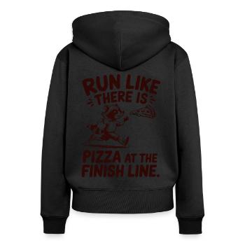 Run like a marathon runner, pizza at the finish - Women's Premium Organic Zip Hoodie - black - Back - Julia (174cm)