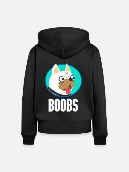 Boobs - Hund - Frauen Premium Bio Zip Hoodie - Schwarz