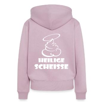 Heilige Scheiße - Holy Shit - Frauen Premium Bio Zip Hoodie - Altrosa - Hinten - Julia (174cm)