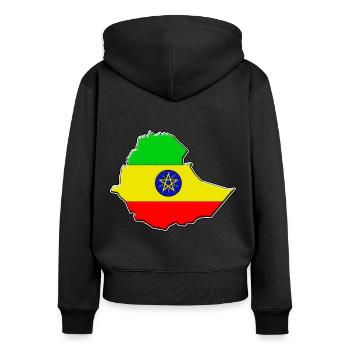 Ethiopie Carte du drapeau de l'Ethiopie - Sweat à capuche zippé Premium bio Femme - noir - Dos - Julia (174cm)