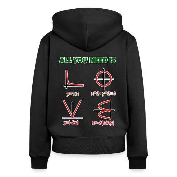 Amour, maths - coeur sous forme de formule et graphique - Sweat à capuche zippé Premium bio Femme - noir - Dos - Julia (174cm)