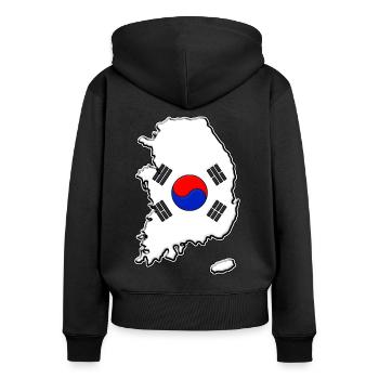 Corée du Sud Carte du drapeau - Sweat à capuche zippé Premium bio Femme - noir - Dos - Julia (174cm)