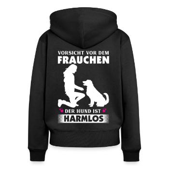 Hunde Sprüche gassi hundeliebe - Frauen Premium Bio Zip Hoodie - Schwarz - Hinten - Julia (174cm)