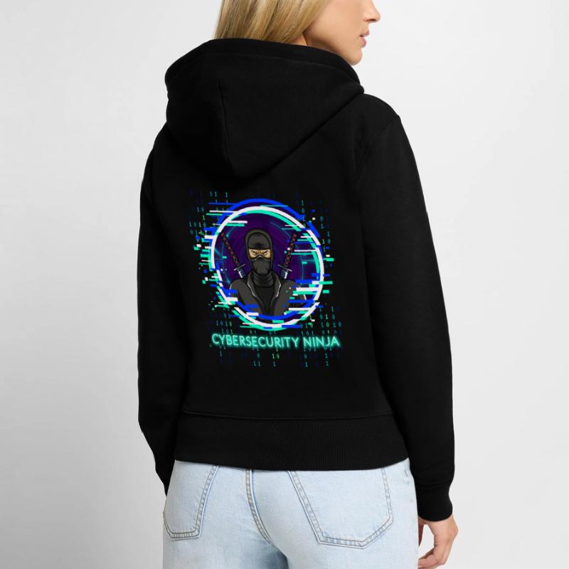 Cybersecurity Ninja Code Programmierer Nerd Frauen Premium Bio Zip Hoodie