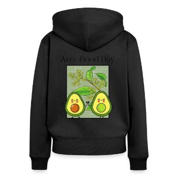 Avo-Good Day - Frauen Premium Bio Zip Hoodie - Schwarz - Hinten - Julia (174cm)