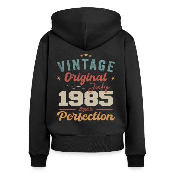 Juli 1985 Geburtstag Juli 1985 Original 1985 Juli - Frauen Premium Bio Zip Hoodie - Schwarz - Hinten - Julia (174cm)