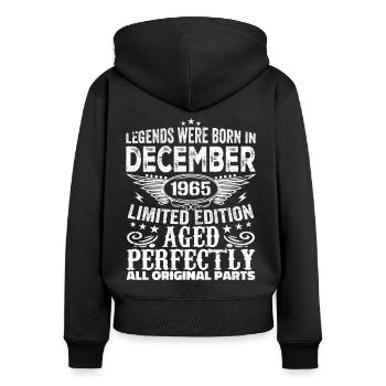 Dezember 1965 Jahrestag Dezember 1965 Dezember - Frauen Premium Bio Zip Hoodie - Schwarz - Hinten - Julia (174cm)