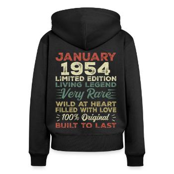 Januar 1954 Geburtstag - Januar 1954, January 1954 - Frauen Premium Bio Zip Hoodie - Schwarz - Hinten - Julia (174cm)