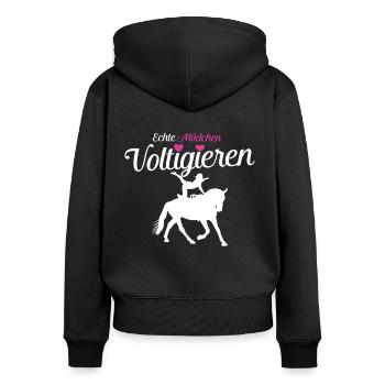 Voltigieren - Echte Mädchen - Frauen Premium Bio Zip Hoodie - Schwarz - Hinten - Julia (174cm)