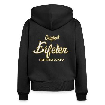 Eifler Germany - Das Original - Frauen Premium Bio Zip Hoodie - Schwarz - Hinten - Julia (174cm)