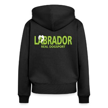 Labrador Hunde Liebe Spruch - Frauen Premium Bio Zip Hoodie - Schwarz - Hinten - Julia (174cm)