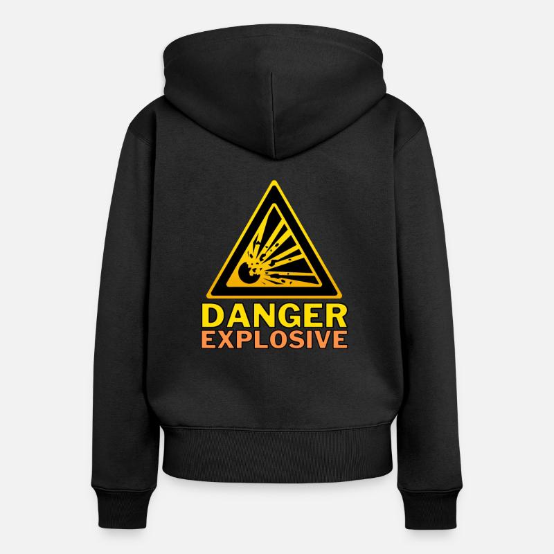 danger explosif - Sweat à capuche zippé Premium bio Femme - noir