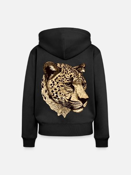 Gepard Kopf Tier - Frauen Premium Bio Zip Hoodie - Schwarz
