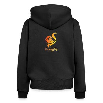 Candyflip Peacock (Emma et Alice) - Sweat à capuche zippé Premium bio Femme - noir - Dos - Julia (174cm)