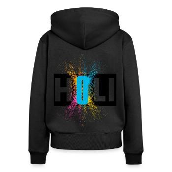 Holi Festival 2022 - Frauen Premium Bio Zip Hoodie - Schwarz - Hinten - Julia (174cm)