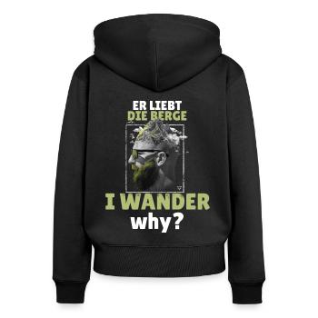 Wandern in den Bergen - Sarkasmus Spruch - Frauen Premium Bio Zip Hoodie - Schwarz - Hinten - Julia (174cm)