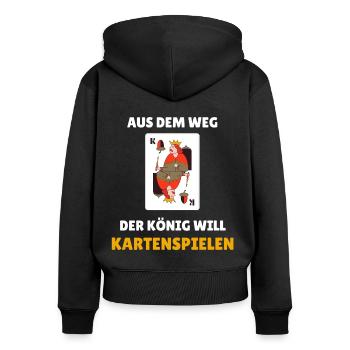 Eichel König Kostüm Spielkarte für Kartenspielen - Frauen Premium Bio Zip Hoodie - Schwarz - Hinten - Julia (174cm)