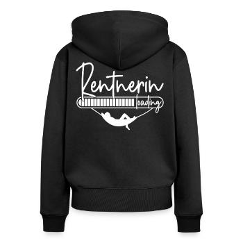 Rentnerin loading Ladebalken mit Hängematte - Frauen Premium Bio Zip Hoodie - Schwarz - Hinten - Julia (174cm)