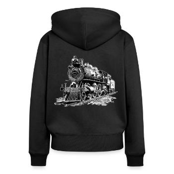 Eisenbahn Abenteuer weltweit ferne Länder Dampf - Frauen Premium Bio Zip Hoodie - Schwarz - Hinten - Julia (174cm)